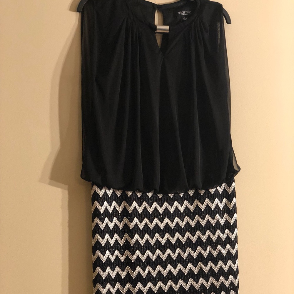 Perceptions Chiffon x Chevron Dress